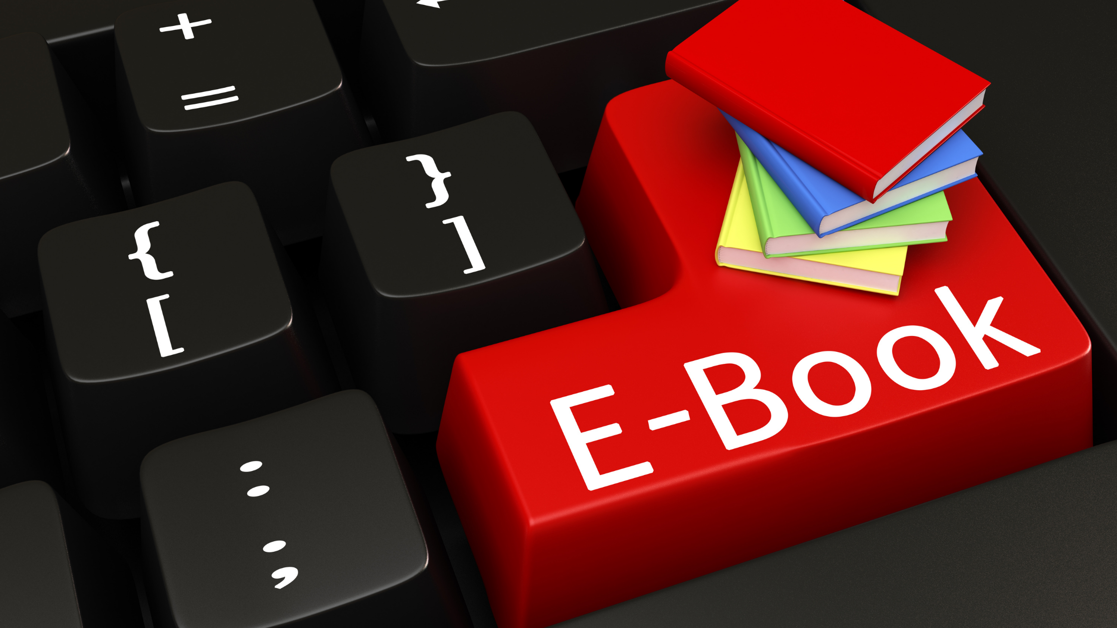 Czerwony klawisz z napisem E-book